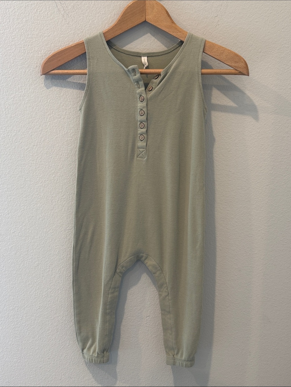Quincy Mae Sleeveless Sage Green Romper Kids 2-3T